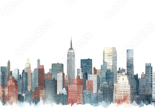 Watercolor New York City skyline