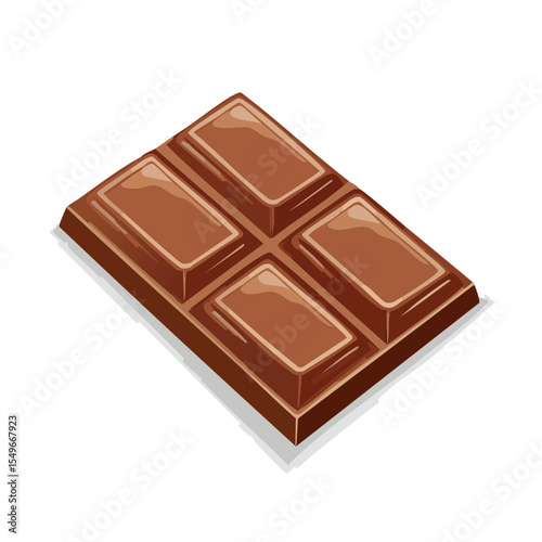 Delicious Chocolate Bar with Four Squares, Isometric View