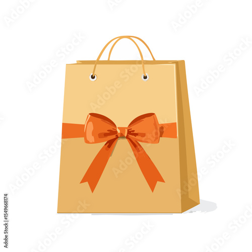Gift Bag with Bow Illustration for Presents, Shopping, and Retail