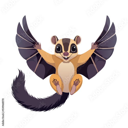 Cute Sugar Glider Flying Cartoon Illustration