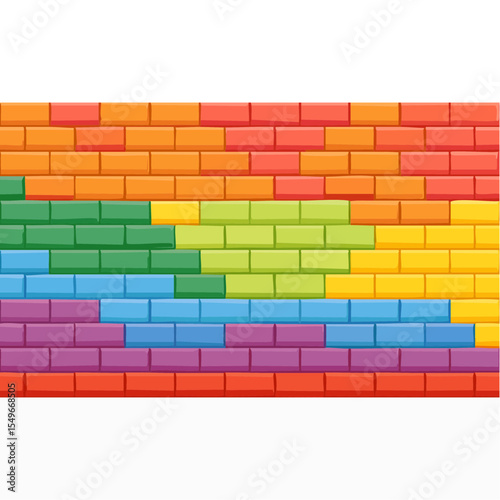 Colorful Brick Wall Vector Illustration