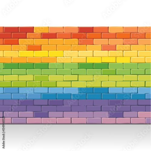 Colorful Rainbow Brick Wall Illustration for Backgrounds and Designs