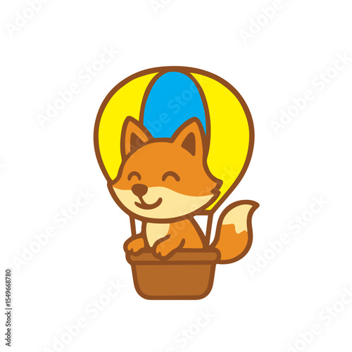 Fox enjoying a hot air balloon ride in the sky