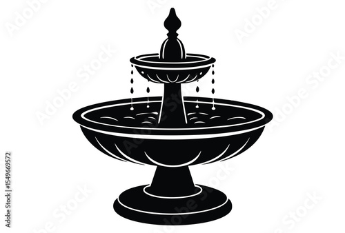 Water fountain silhouette vector elements, Water fountain flat icon illustration.