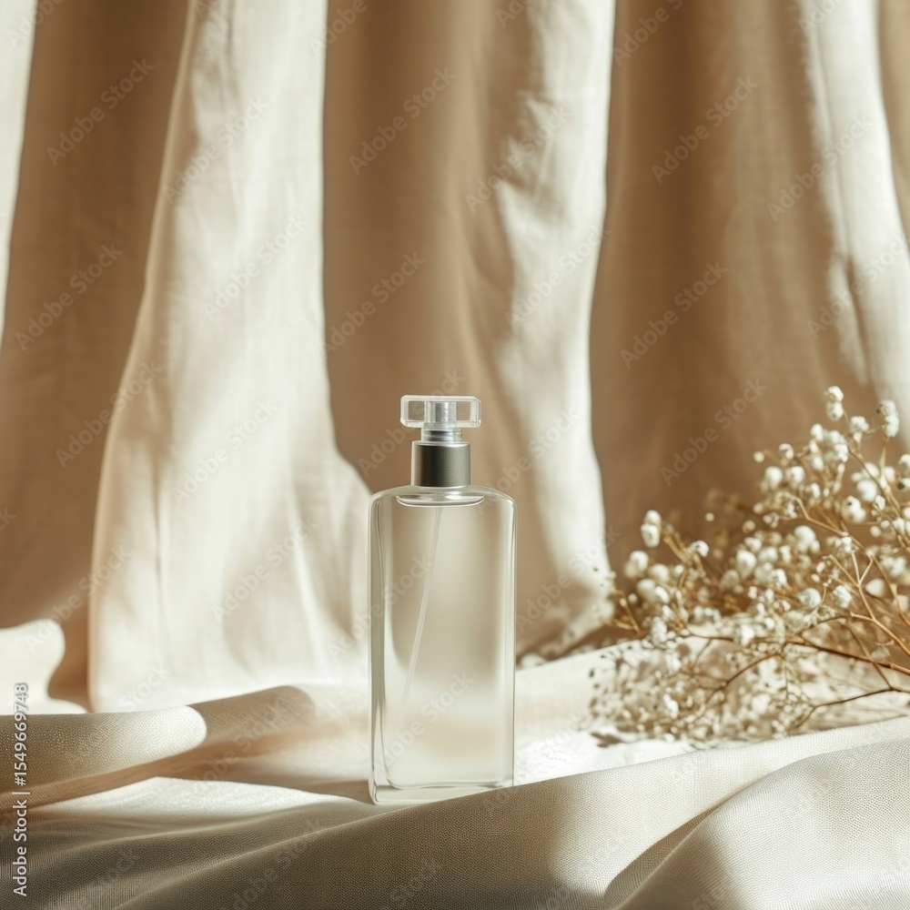 Naklejka premium Perfume glasses bottle cosmetics perfume white.