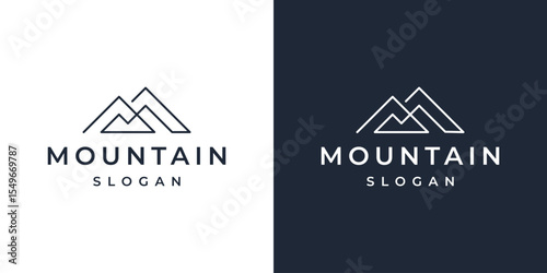 simple line art mountain logo design