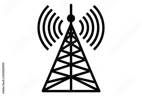 wireless radio tower silhouette vector elements, radio tower flat icon illustration