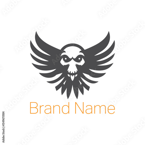 Black vector silhouette of an eagle owl in flight with outstretched wings, a powerful symbol of design and art
