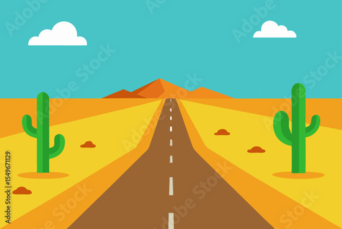 Desert highway with a directional arrow sign under a vast sky, illustrating a future travel concept