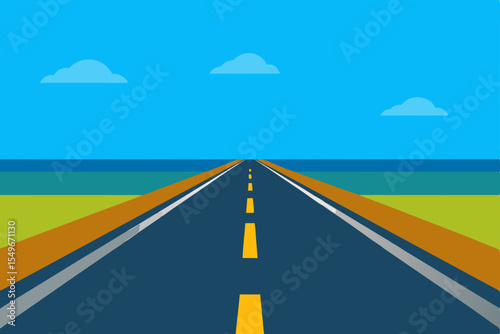 Highway to the sky, a future path where the road meets the sun and clouds