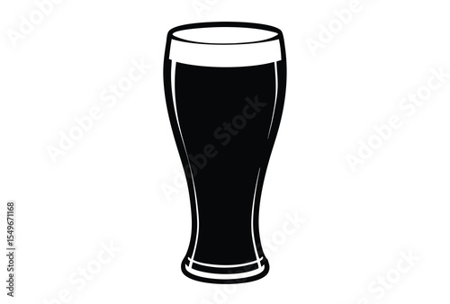Classic beer glass silhouette vector elements, simple beer glass flat icon illustration.