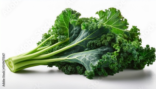 crisp green kale bunch isolated on white background