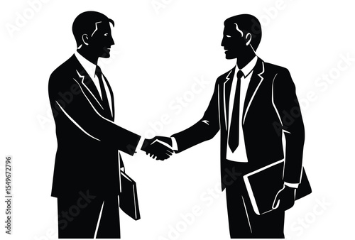 business person handshaking silhouette vector elements, businessmen handshake flat icon illustration
