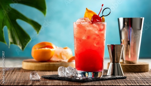 singapore sling drink with ice looks refreshing and delicious