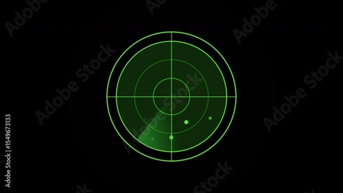 Radar Detection Screen Display with targets on monitor in searching,Navigation interface suitable Military search system , Navy sonar and HUD ,4k stock video