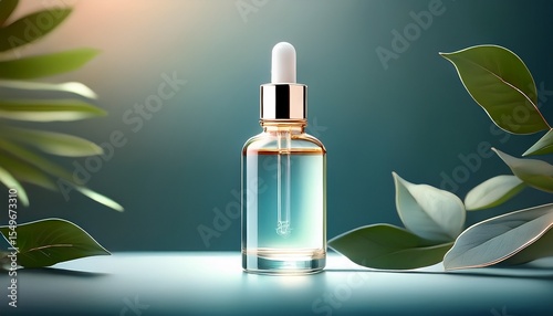simple clear bottle of facial serum making skin radiant and healthy
