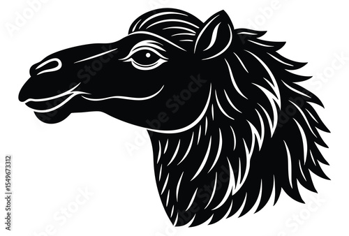 camel head silhouette vector elements, clipart camel face flat icon illustration