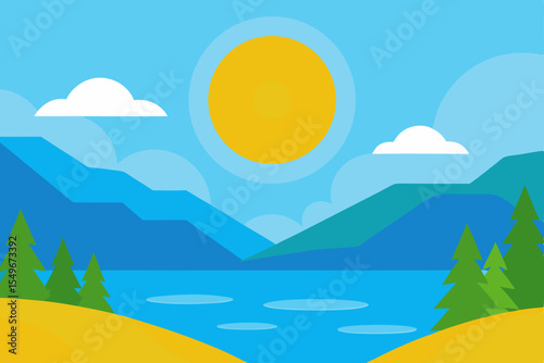 Sunny Mountain Lake Landscape A Serene Summer Scene