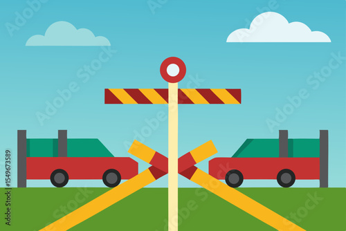 Road Closed  Barrier Crossing Ahead - Safety First