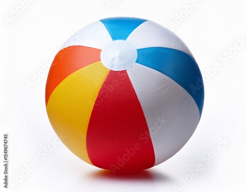 colourful striped beach ball on white background