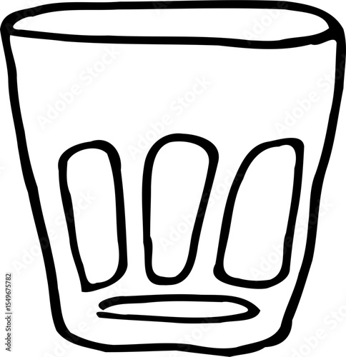 Minimalist hand-drawn illustration of a small shot glass typically served with espresso or water