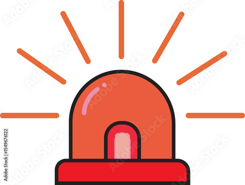 Emergency Siren Light Icon Vector Illustration, Red Flashing Alarm Symbol Graphic, Warning Light Isolated on White Background, Simple Cartoon Style Siren Icon for Alert.