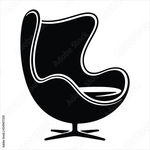 Modern Lounge Chair Icon Vector, Minimal Furniture Design