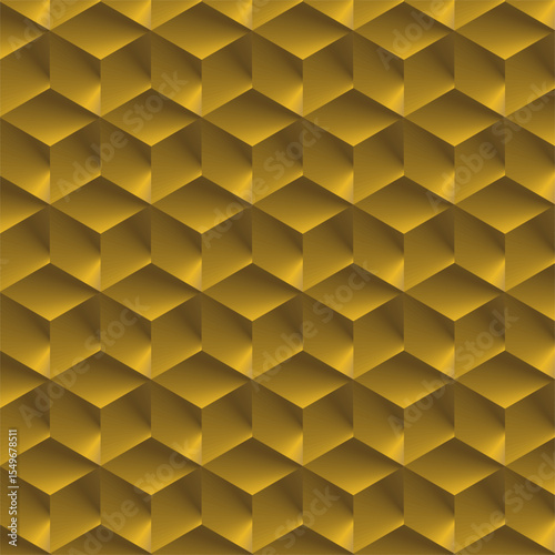 A striking 3D cube pattern in deep golden hues, crafted with gradient shading to evoke a mesmerizing illusion of depth, richness, and dimension.