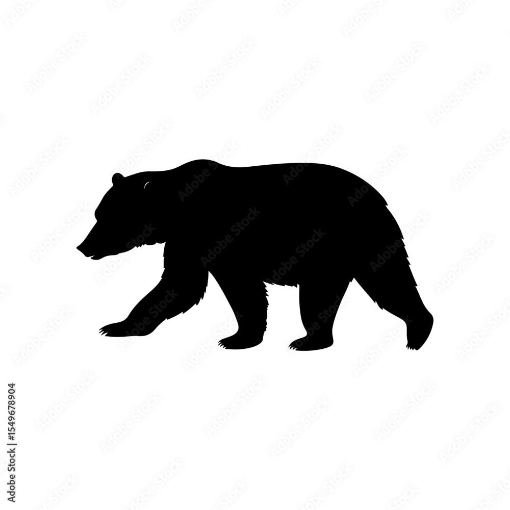 Fototapeta premium Grizzly bear or polar bear silhouette flat vector icon for animal wildlife apps and websites