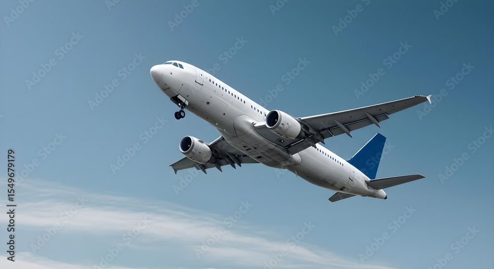 Obraz premium Airplane, Plane, Aircraft, Airplane Taking Off Against Clear Blue Sky