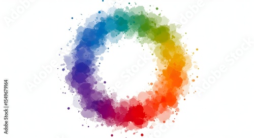 Rainbow, Watercolor, Circle, Rainbow Watercolor Circle Frame