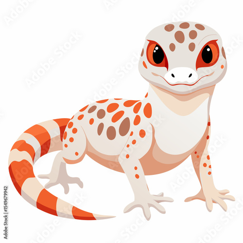Terrarium  Lizard Leopard Gecko Morphs Vector Illustration – Cute Cartoon Lizard Leopard Geckos in Various Colors