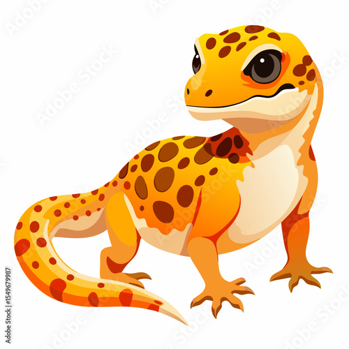 Terrarium Lizard Leopard Gecko Morphs Vector Illustration – Morphs with Yellow and Black Spots