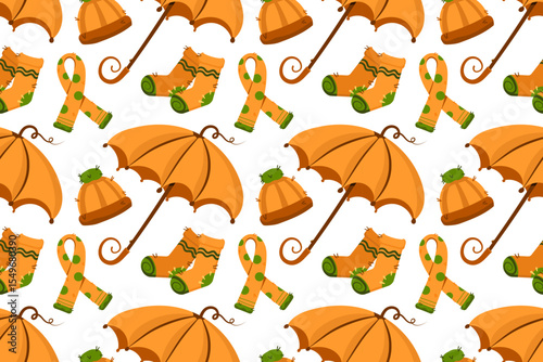 Illustration of autumn clothes and fall accessories. Clothes isolated on white background. Autumn, fall. Flat vector clipart
