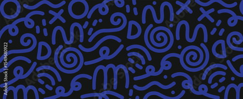 Memphis seamless geometric pattern. Multicolored abstract background in retro style of the 80s, 90s with various shapes: circles, semicircles, dots, zigzags, spirals, wavy lines. vector