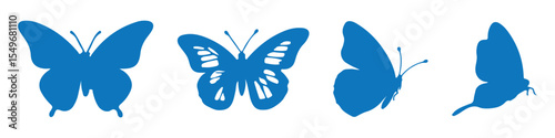 Butterflies silhouettes. Vector spring butterfly silhouette collection isolated on white background