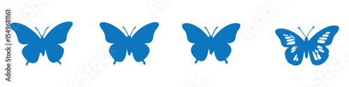 Butterflies silhouettes. Vector spring butterfly silhouette collection isolated on white background