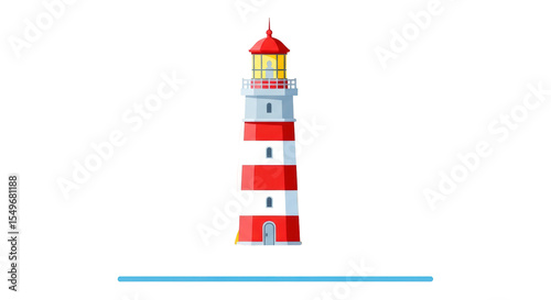 Isolated cartoon lighthouse