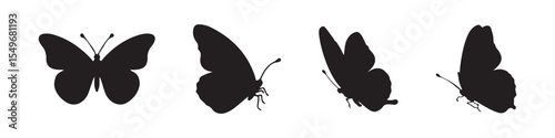 Butterfly Silhouettes Vector Illustration set, showcases a collection of butterfly silhouette , butterflies are perfect for backgrounds, patterns, and designs. ethereal display of flying insects