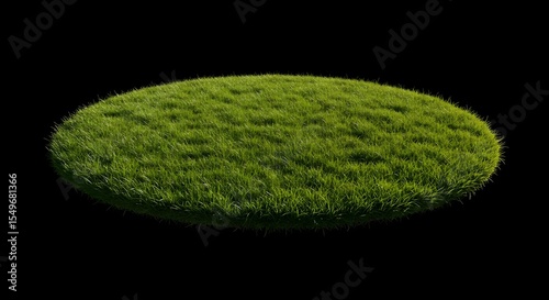 Grass, Green, Patch, Circular Patch of Green Grass Isolated on Black