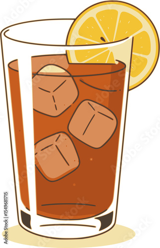 Illustration of a glass of iced tea with a lemon slice