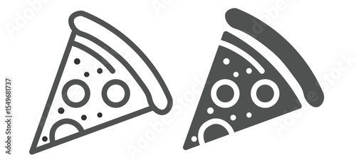 Pizza icon vector set. Pizza slice line icon. Pizza with one slice separated linear icon. Fast food symbol. Editable stroke. Vecto
