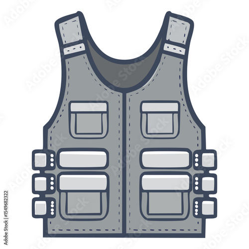 Futuristic Tactical Vest Icon for Defense, Warfare, and Body Protection

