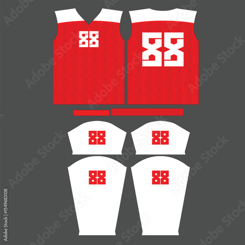 pattern for sublimating sportswear with a red design