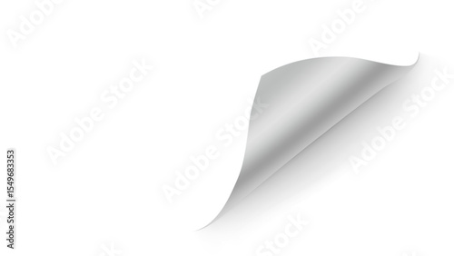 Curled Bottom Right Page: A Clean White Sheet Gently Peeling with a Realistic Shadow, Offering a Subtle Detail for Design or Navigation