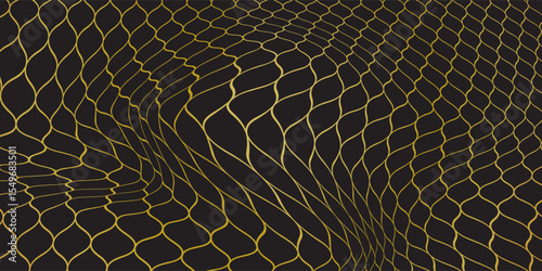 Elegant abstract pattern with flowing golden lines on a black background. Perfect for luxury designs