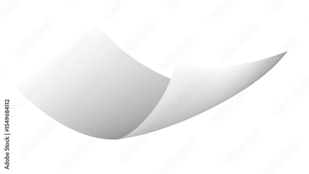 Floating Paper Curl: A Graceful White Sheet with a Subtle Curve, Offering a Clean and Minimalist Backdrop for Your Design