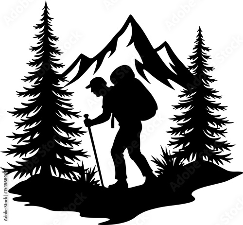 Hiking man Mountaineering Adventure vector bundle