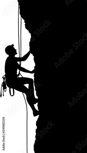 Lone Hiker in Mountain Forest Landscape Silhouette vector