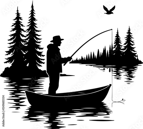 Fisherman  mountain outdoor fishing vector design